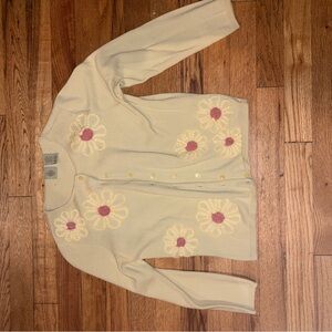 Anthropology Cream Floral Women's Sweater